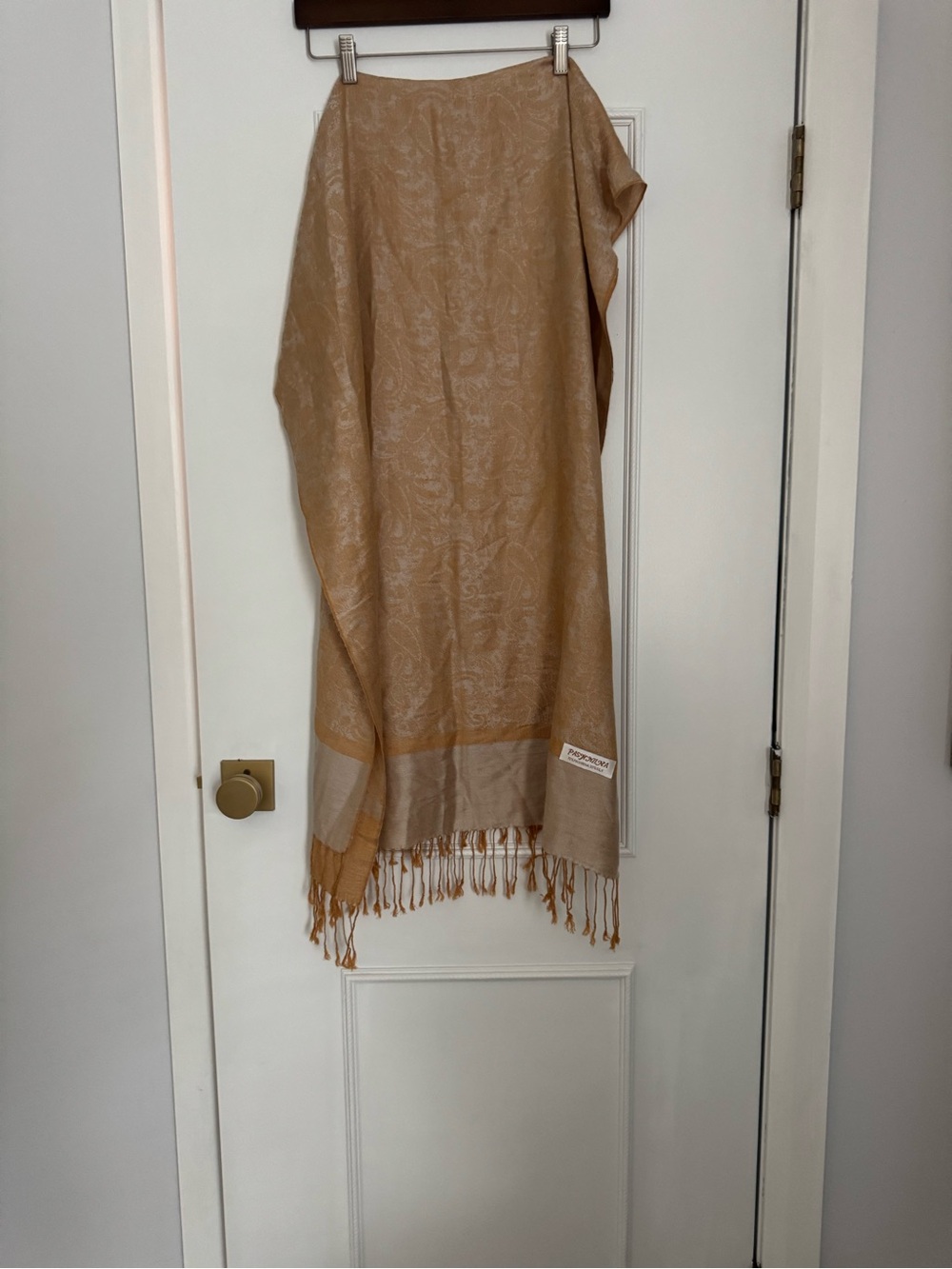 pashmina Camel Paisley Pashmina Shawl with Fringe